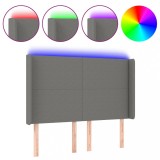 Cumpara ieftin Tablie de pat cu LED, gri inchis, 147x16x118/128 cm, textil