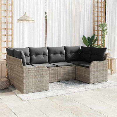 vidaXL Set de canapele pentru grădină 6 pcs Gri deschis Rattan poli 3345842 foto