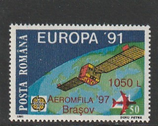 ROMANIA 1997 LP 1441 EXPOZITIA FILATELICA AEROMFILA 97 SUPRATIPAR MNH NESTAMP foto