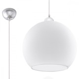 Lustră Suspendată Ball Alb Oțel/Sticlă 1 Bec Rotund Minimalist De Interior