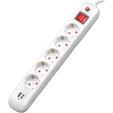 Prelungitor 5 prize schuko, 16A, 1.8m, alb
