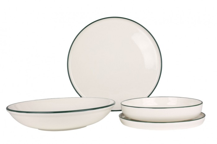 Rinart Set de vesela - Green Edge - 24 bucăți - 6 persoane - Porţelan