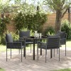 Set 5 piese gradina/balcon Gossi, rattan negru/gri inchis, 4 scaune+masa, 110kg/loc, modern, exterior