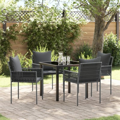vidaXL Set de 3 Negru, Gri &amp;Icirc;nchis Rattan PE Standard Robust foto