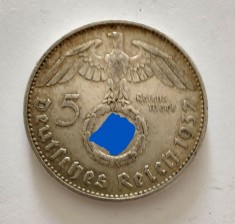 Germania - 5 Reichsmark 1937 E - Argint foto
