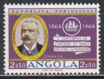 Angola 1964 - A 100-a aniversare a Băncii Naționale de peste Mări, MNH foto