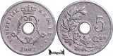 1907, 5 Centimes - Leopold al II-lea - Regatul Belgiei - inscripție olandeză, Europa