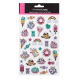 Autocolante Decorative Multicolor, Set 34 Bucăți, Modele Cu Glitter, Oem
