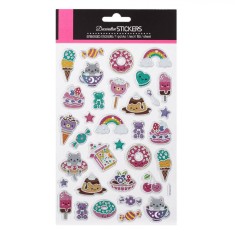 Autocolante Decorative Multicolor, Set 34 Bucăți, Modele Cu Glitter