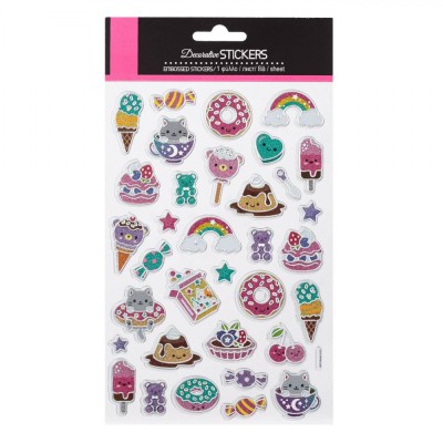 Autocolante Decorative Multicolor, Set 34 Bucăți, Modele Cu Glitter foto
