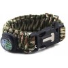 Bratara de supravietuire multifunctionala cu busola, cutit, fluier, snur paracord si cremene, inchidere cu clips, verde , accesoriu compact pentru dru