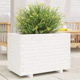 Cumpara ieftin Jardinieră de grădină, alb, 70x40x49,5 cm, lemn masiv de pin
