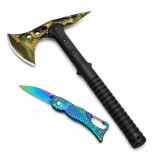Cumpara ieftin Set topor si cutit pliabil sirena DEPOX&reg;, otel inoxidabil, 40 cm/15 cm, teaca inclusa, multicolor