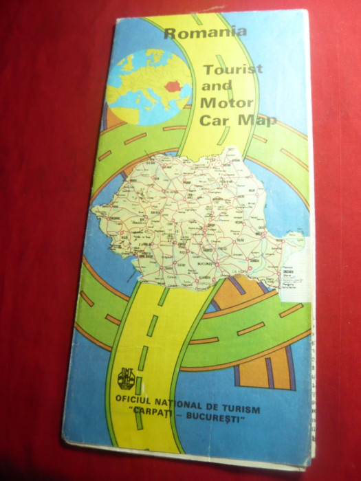 Harta Automobilistica ,Turistica a Romaniei ,dim.=92x64cm
