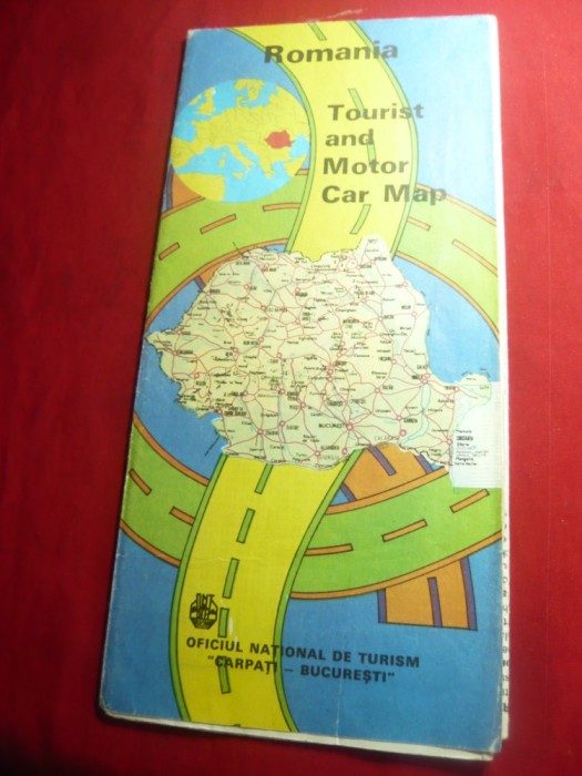 Harta Automobilistica ,Turistica a Romaniei ,dim.=92x64cm