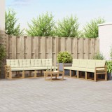 vidaXL Set de canapele de exterior cu pernă 9 pcs Alb și crem 3389332