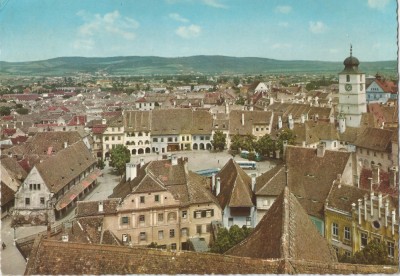 *Romania, Sibiu, Vedere generala, c.p. Kruger, circulata intern, 1970 foto