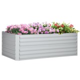 Outsunny Ghiveci de plante, Pat de flori portabil pentru plantare, &icirc;ngrijire și crescere, Pat &icirc;nalt, Oțel, Gri deschis | Aosom Romania