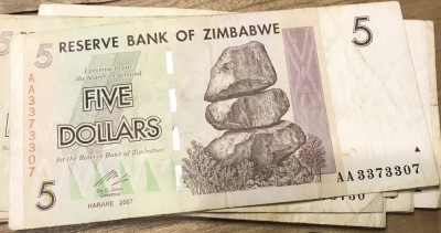 (ORIX) Zinbabwe 5 dolar dollars 2007 foto