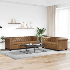 vidaXL Set canapele Chesterfield cu 2 și 3 locuri, maro 274322