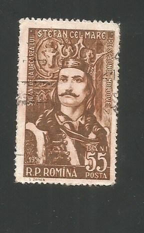 No(2)timbre LP427-500 ANI DE LA URCAREA PE TRON A LUI STEFAN CEL MARE abklatasch
