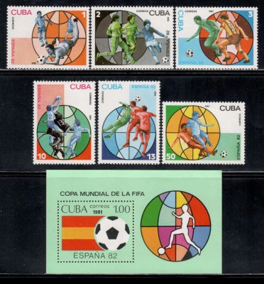 CUBA 1981 - SPORT , FOTBAL C.M. SPANIA COLITA + SERIE COMPLETA ,NESTAMPLITE foto