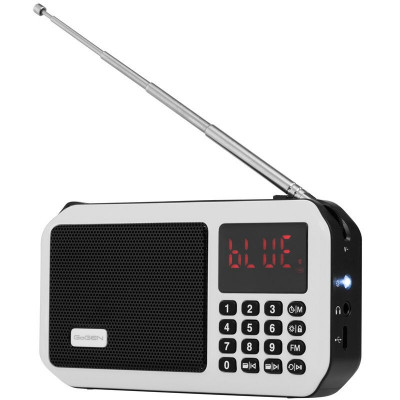 Radio portabil cu acumulator GoGEN FMP 125 BTW, FM, Bluetooth, lanterna, card micro SD, alb foto