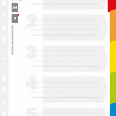 Separatoare Carton Alb Cu Margine Color, A4, 170g/mp, 5 Culori/set, Office Products