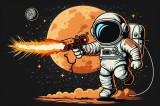 Cumpara ieftin Sticker decorativ Astronaut, Negru, 90 cm, 8091ST, Oem