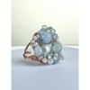 Inel argint placat aur roz, perla baroc, acvamarin, reglabil, Joy, handmade