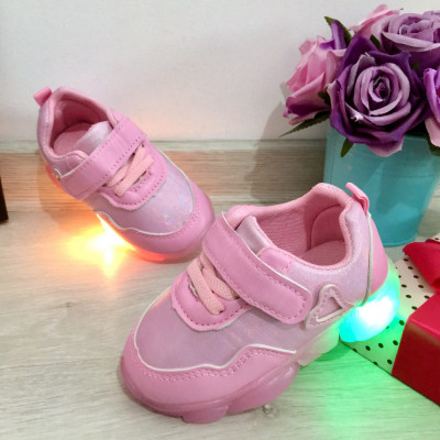 Adidasi roz moi / usori cu lumini LED si scai pt fetite 16 cod 0504 foto
