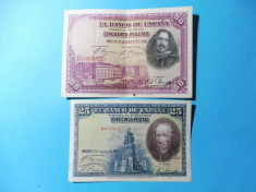 SPANIA LOT 2 BANCNOTE 1X50 PESETAS 1X25 PESETAS - 1928 / (100) foto