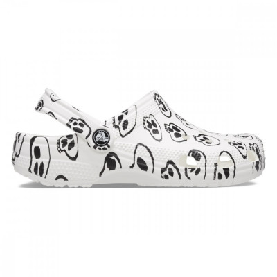 Saboti Crocs Classic Skull Print Clog Alb - White/Black foto