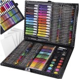 Set pictura si desen 168 piese &icirc;n valiza neagra pentru copii si hobby