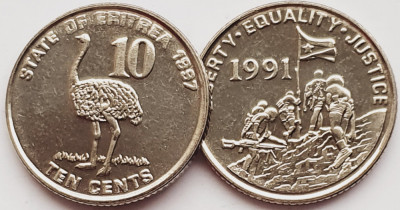 1783 Eritrea 10 cents 1997 North African ostrich 1991 km 45 UNC foto