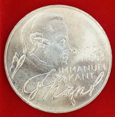 (A893) MONEDA DIN ARGINT GERMANIA - 5 MARK 1974, LIT. D, IMMANUEL KANT