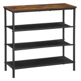 Suport depozitat incaltaminte, Artool, 4 polite, pal, otel, maro rustic si negru, 75x30x71 cm, Leobert