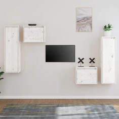 Gossi comode tv, alb, 4 buc., lemn masiv de pin