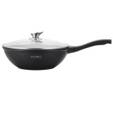 Tigaie Wok cu capac Royalty Line, marmorata, 32 cm, timp de gatire mai scurt