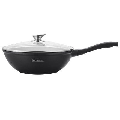 Tigaie Wok cu capac Royalty Line, marmorata, 32 cm, timp de gatire mai scurt foto