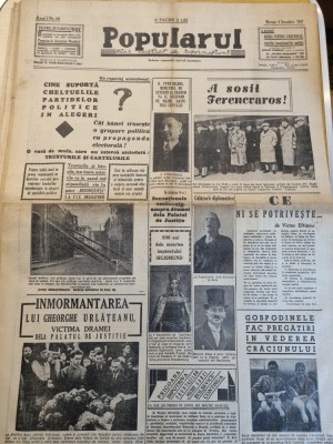 ziarul popularul 8 decembrie 1937-eliza dornescu,art. victor eftimiu, foto