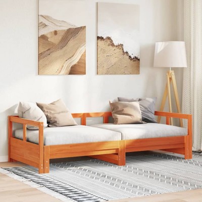 vidaXL Pat de zi fără saltea, maro ceruit, 90x200 cm, lemn masiv pin 854954 foto