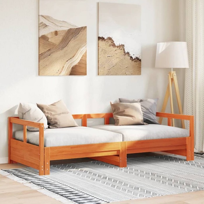 vidaXL Pat de zi fără saltea, maro ceruit, 90x200 cm, lemn masiv pin 854954