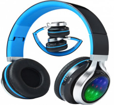 Casti Audio HD cu Bluetooth, Microfon, Redare MP3, Card microSD, USB, Iluminata LED foto