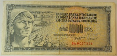Bancnota 1000 DINARI / DINARA - RSF YUGOSLAVIA, anul 1981 *cod 414 foto