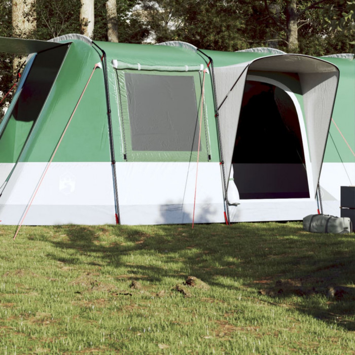 Cort de camping tunel pentru 4 persoane, verde, impermeabil