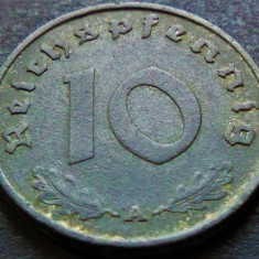 Moneda istorica 10 REICHSPFENNIG - GERMANIA NAZISTA, anul 1940 A * cod 4747