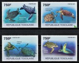 Timbre TOGO 2011, Testoase Marine, Serie Completa + Colita, MNH (Neuzat), 2 Poze