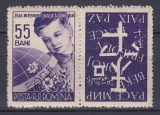 Timbre Romania 1956 LP 406 a Ziua Copilului, Serie cu Vinieta, MNH, Nestampilat