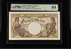 2000 lei Martie 1943 PMG64 bancnota gradata UNC foto